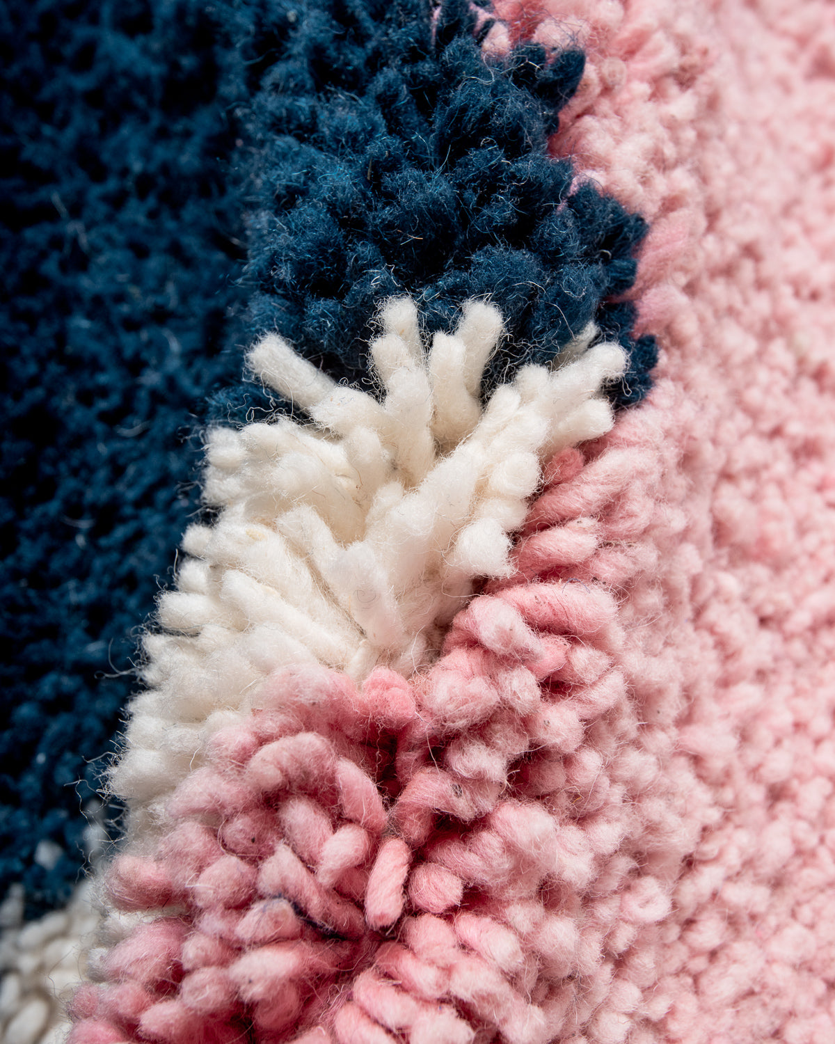 Modern, designer, handcrafted Berber rug from Morocco. Beniourain carpet with beautiful colours and patterns and fluffy wool texture.